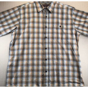 Redhead Outdoor Shirt XL Men's Brown and Blue Windowpane Plaid Lightweight